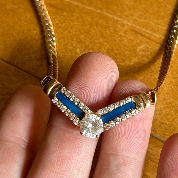 Vintage 14 K GE gold Lind necklace with cubic zirconia - Picture 2 of 5